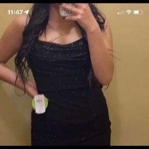 Black Glitter Dress with slit